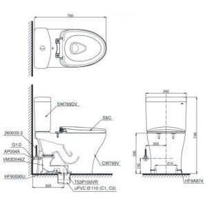 Bồn Cầu Điện Tử TOTO CS769DRW18 Nắp Rửa Washlet TCF23710AAA C2 Simple