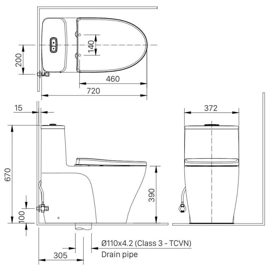 Bồn Cầu INAX AC-989VN 1 Khối Nắp Êm