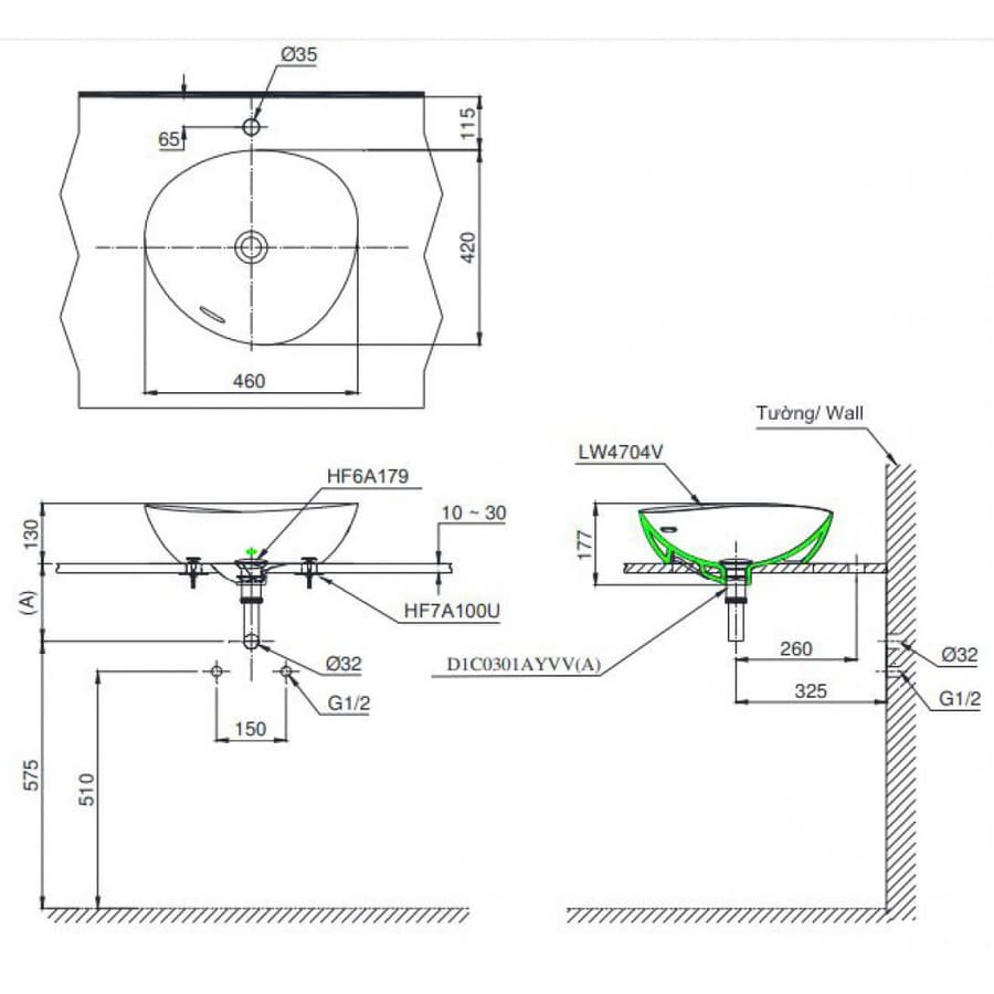 Chậu Rửa Lavabo TOTO LT4704G19#XW (LT4704G17) Đặt Bàn