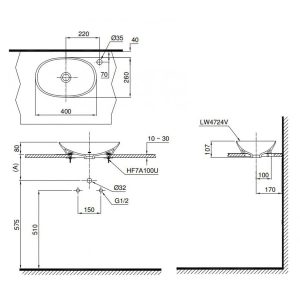 Chậu Rửa Mặt Lavabo TOTO LT4724#XW Đặt Bàn