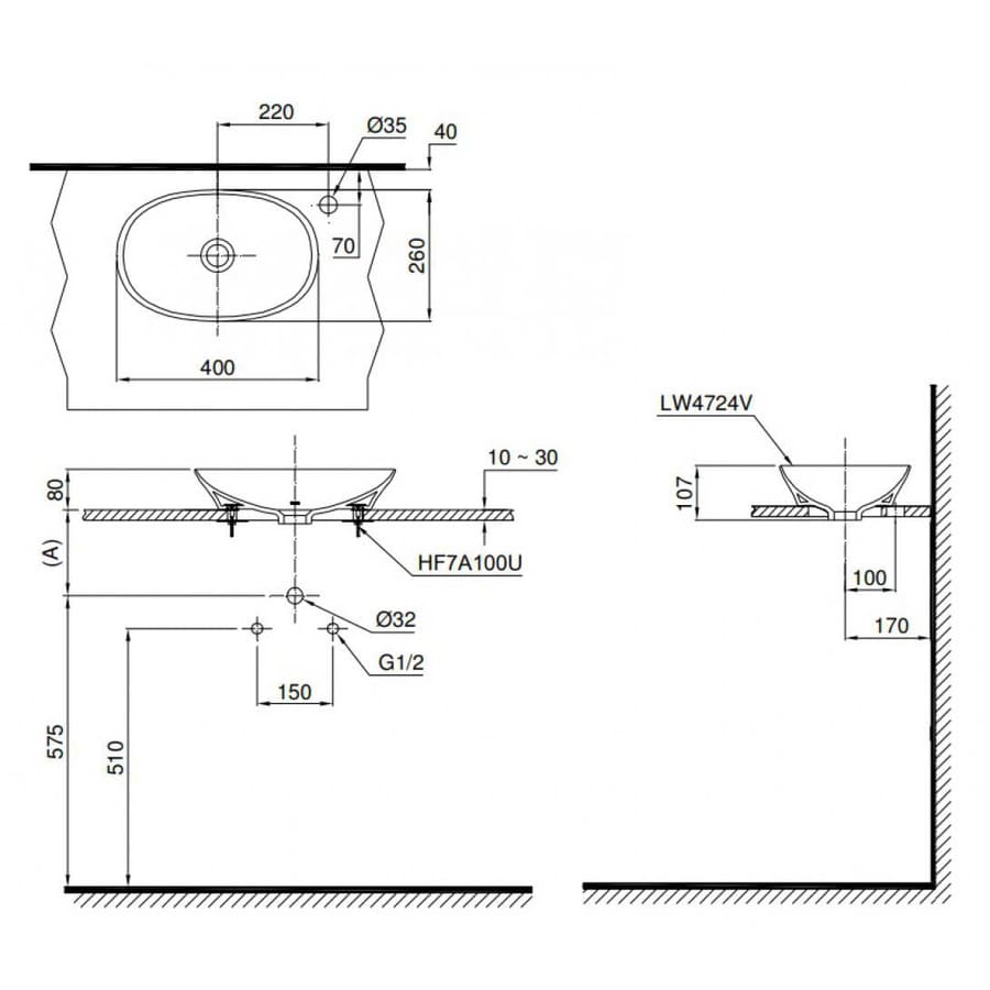 Chậu Rửa Mặt Lavabo TOTO LT4724#XW Đặt Bàn